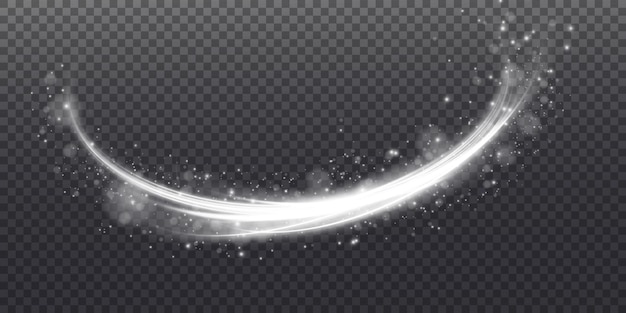 Líneas de luz abstractas de movimiento y velocidad en blanco Luz todos los días efecto brillante onda semicircular sendero de luz curva remolino faros de coche incandescente fibra óptica png