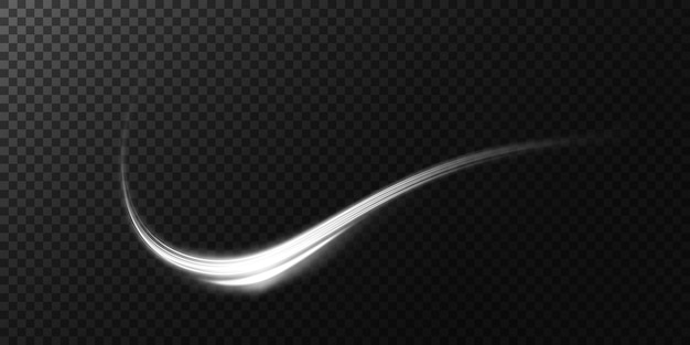 Líneas de luz abstractas de movimiento y velocidad en blanco Luz todos los días efecto brillante onda semicircular sendero de luz curva remolino faros de coche incandescente fibra óptica png