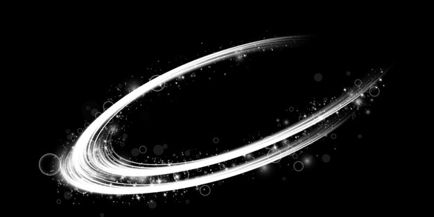 Líneas de luz abstractas de movimiento y velocidad con brillos de color blanco Luz efecto brillante todos los días onda semicircular sendero de luz curva remolino faros de automóvil fibra óptica incandescente png