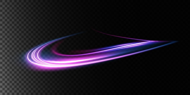 Líneas de luz abstractas de movimiento y velocidad con brillos de color blanco Luz efecto brillante todos los días onda semicircular sendero de luz curva remolino faros de automóvil fibra óptica incandescente png