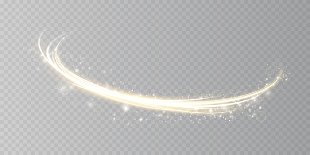 Líneas de luz abstractas de movimiento y velocidad en color dorado Luz efecto brillante todos los días onda semicircular sendero de luz curva remolino faros de coche fibra óptica incandescente png