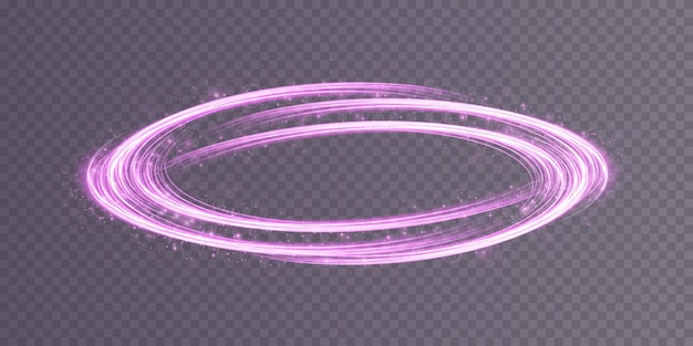 Líneas de luz abstractas de movimiento y velocidad con destellos de color púrpura Luz efecto brillante todos los días onda semicircular sendero de luz curva remolino faros de automóvil fibra óptica incandescente