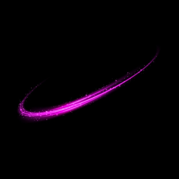 Líneas de luz abstractas de movimiento y velocidad con destellos de color púrpura Luz efecto brillante todos los días onda semicircular sendero de luz curva remolino faros de automóvil fibra óptica incandescente