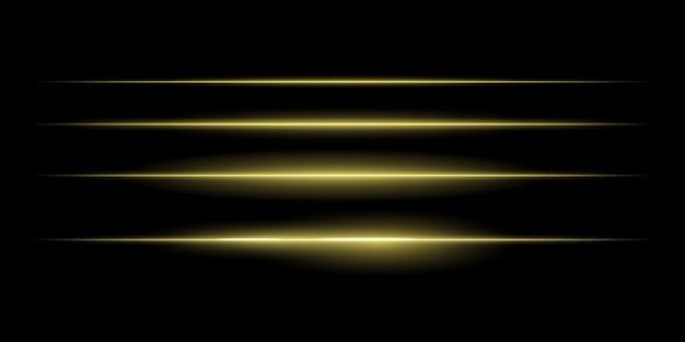 Líneas de luz doradas horizontales establecidas Líneas delgadas y brillantes Iluminación blanca Efectos de luz futuristas Diseño abstracto Elementos decorativos de brillo mínimo Gradientes suaves Visuales modernos