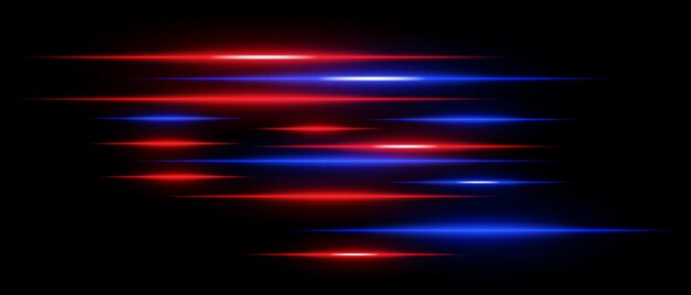 Líneas de luz establecidas líneas de velocidad brillantes rojas y amarillas en un fondo negro Efecto de borrón de movimiento futurista senderos de neón digital rayos de energía de ciencia ficción y concepto dinámico de alta velocidad