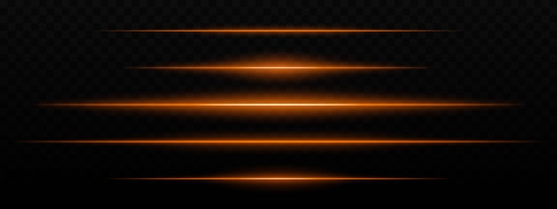 Líneas de luz horizontales naranjas intensas con un efecto de brillo en un fondo oscuro Apto para temas futuristas efectos de ciencia ficción o transiciones digitales