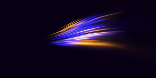 Líneas de luz de neón futuristas Efecto de tráfico de alta velocidad Movimiento de velocidad dinámica