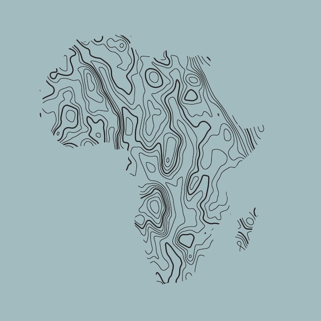 Líneas del mapa topográfico Ilustración vectorial Fondo de contorno África