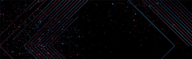 Líneas mínimas de color azul púrpura y fondo abstracto de partículas de polvo brillantes