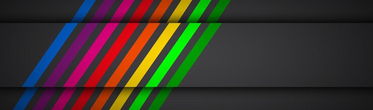 Vector líneas modernas de colores arco iris en encabezado negro ilustración vectorial para su presentación banner sencillo para su negocio