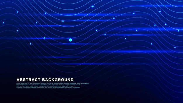 Líneas móviles abstractas con partículas brillantes para el concepto de conexión de velocidad de Internet de iluminación digital
