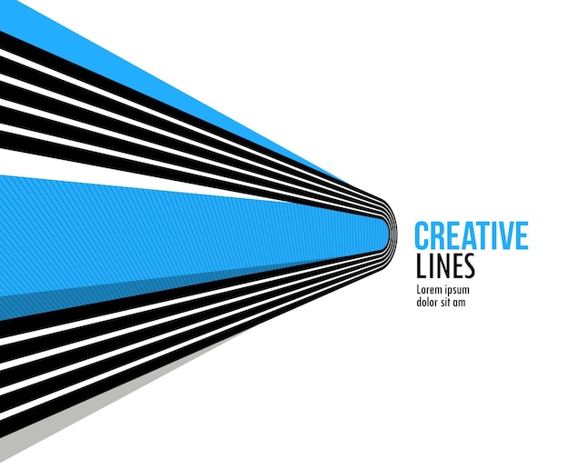 Líneas en movimiento vectorial fondo abstracto perspectiva 3D diseño óptico creativo con rayas concepto de sonido y música líneas fluyentes