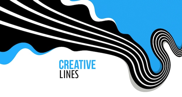 Líneas en movimiento vectorial fondo abstracto perspectiva 3D diseño óptico creativo con rayas concepto de sonido y música líneas fluyentes