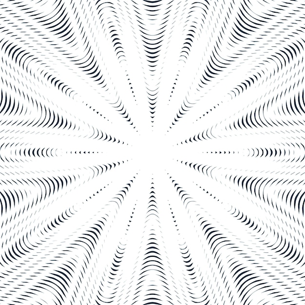 Líneas muaré en blanco y negro, fondo psicodélico a rayas. Patrón de contraste vectorial de estilo op art.
