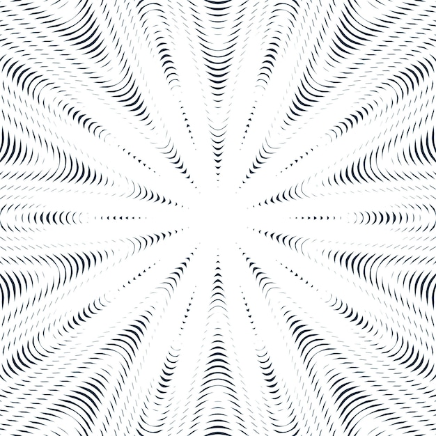 Líneas muaré en blanco y negro, fondo psicodélico a rayas. Patrón de contraste vectorial de estilo op art.