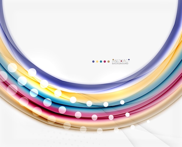 Líneas multicolores sobre fondo abstracto de concepto de movimiento blanco Vector