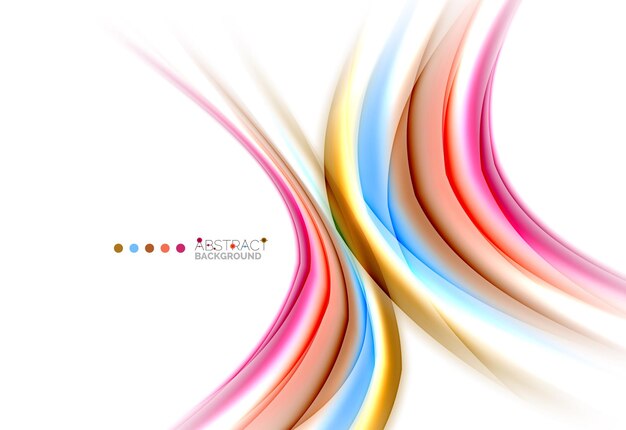 Líneas multicolores sobre fondo abstracto de concepto de movimiento blanco Vector