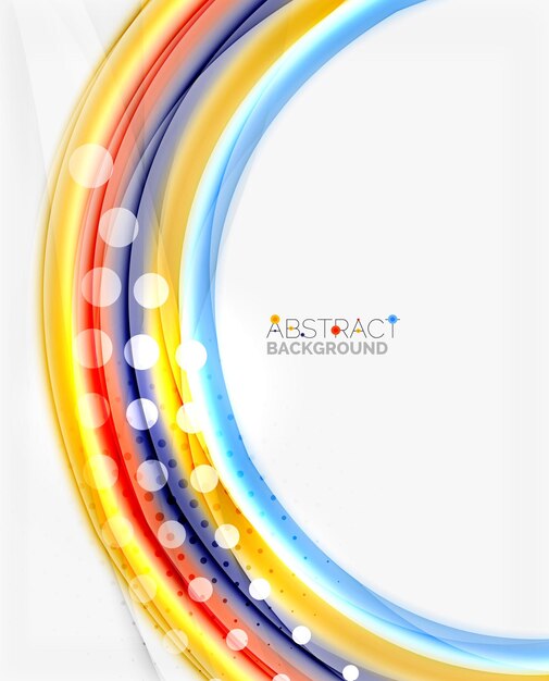 Líneas multicolores sobre fondo abstracto de concepto de movimiento blanco Vector
