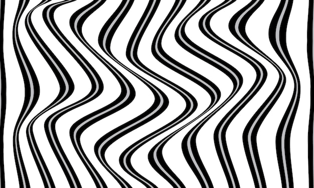 Líneas negras y blancas onduladas y distorsionadas que crean una ilusión óptica