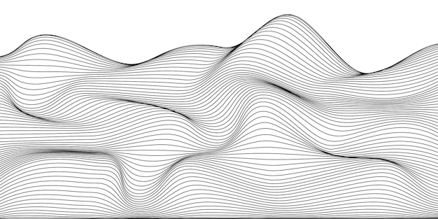 Líneas negras concepto de onda en zigzag fondo abstracto diseño plano ilustración vectorial