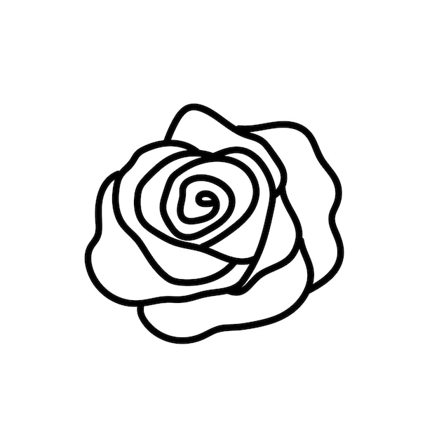Líneas negras de flores de rosas, siluetas de inflorescencia aisladas sobre un fondo blanco