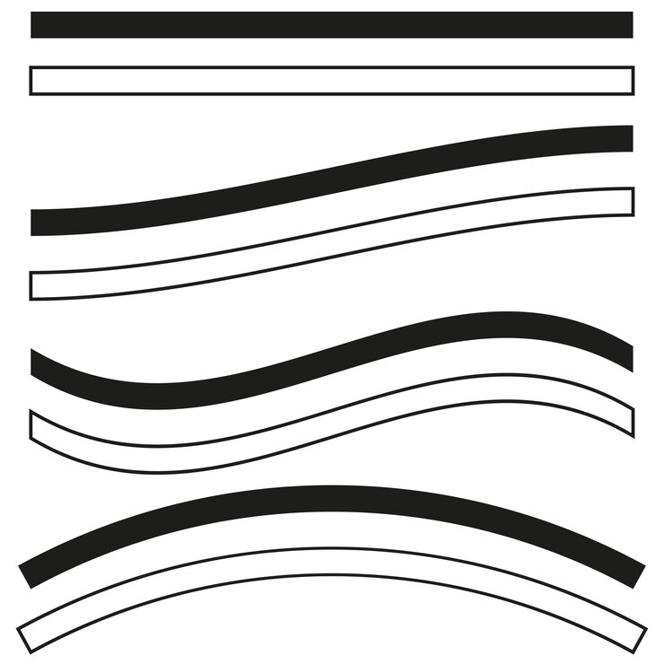 Vector líneas negras onduladas curvas suaves abstractas elemento de diseño minimalista gráfico lineal vectorial