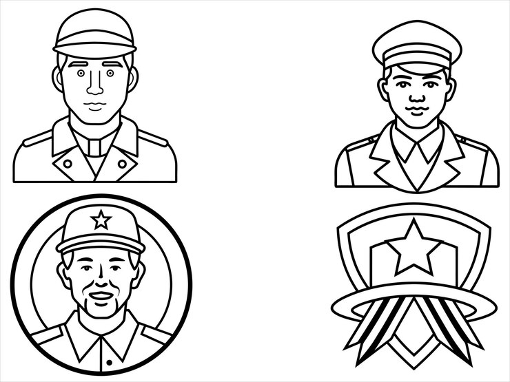 Líneas en negrita Corazones valientes dibujos vectoriales para el Día de los Veteranos