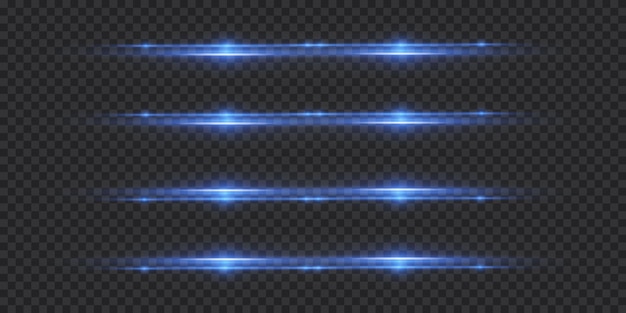 Líneas de neón de luz y destellos Rayos láser rayos horizontales
