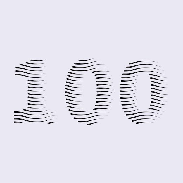 Líneas de números 100 Vector de íconos de logotipo e ilustración