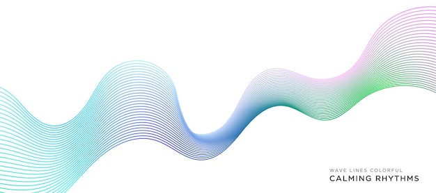 Las líneas de olas calman los ritmos coloridos azul rosa tosca verde en fondo blanco adecuado para el sonido de la música.