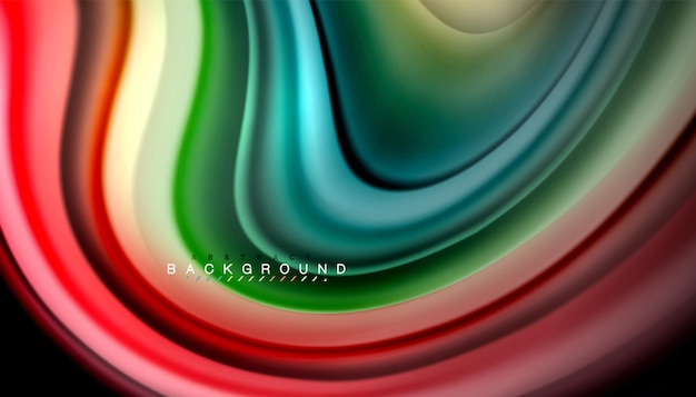 Líneas de onda abstractas de estilo arco iris fluido rayas de color en fondo negro Ilustración artística vectorial para presentación de aplicación papel pintado banner o cartel