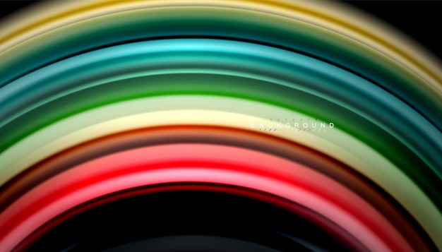 Vector líneas de onda abstractas de estilo arco iris fluido rayas de color en fondo negro ilustración artística vectorial para presentación de aplicación papel pintado banner o cartel