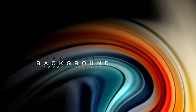 Líneas de onda abstractas de estilo arco iris fluido rayas de color en fondo negro Ilustración artística vectorial para presentación de aplicación papel pintado banner o cartel