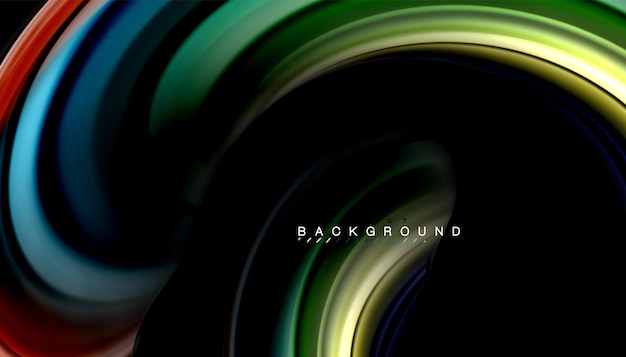 Líneas de onda abstractas de estilo arco iris fluido rayas de color en fondo negro Ilustración artística vectorial para presentación papel tapiz de aplicación banner o cartel