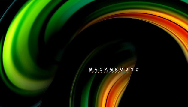 Líneas de onda abstractas de estilo arco iris fluido rayas de color en fondo negro Ilustración artística vectorial para presentación papel tapiz de aplicación banner o cartel