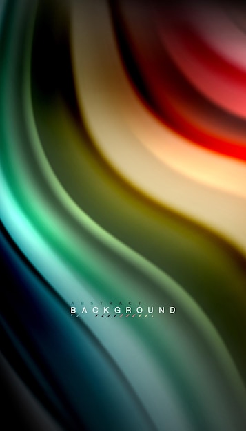 Líneas de onda abstractas de estilo arco iris fluido rayas de color en fondo negro Ilustración artística vectorial para presentación papel tapiz de aplicación banner o cartel