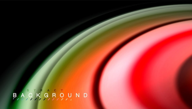 Líneas de onda abstractas de estilo arco iris fluido rayas de color en fondo negro Ilustración artística vectorial para presentación papel tapiz de aplicación banner o cartel