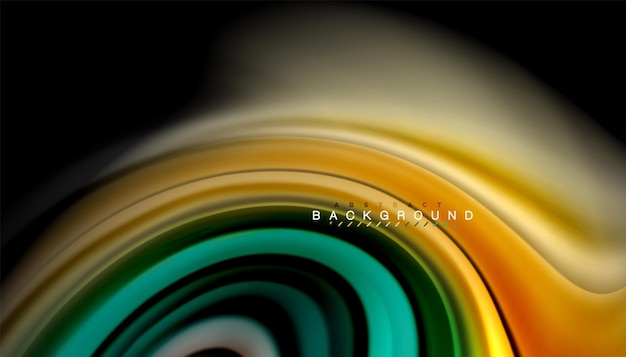 Líneas de onda abstractas de estilo arco iris fluido rayas de color en fondo negro Ilustración artística vectorial para presentación papel tapiz de aplicación banner o cartel