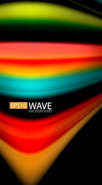 Vector líneas de onda abstractas de estilo arco iris fluido rayas de color en fondo negro ilustración artística vectorial para presentación papel tapiz de aplicación banner o cartel
