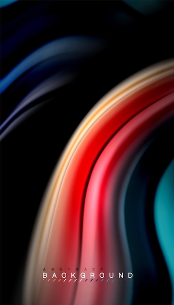 Líneas de onda abstractas de estilo arco iris fluido rayas de color en fondo negro Ilustración artística vectorial para presentación papel tapiz de aplicación banner o cartel