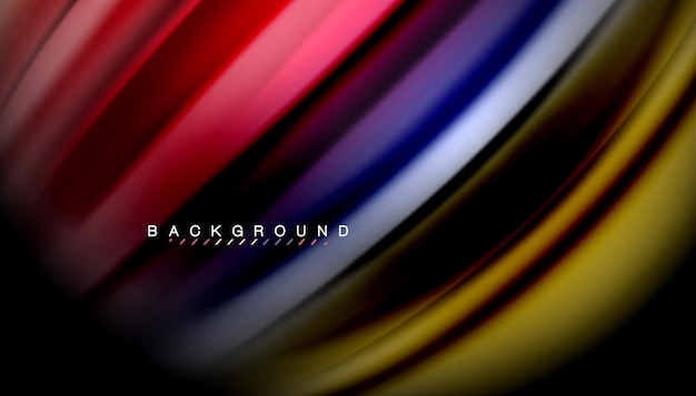 Líneas de onda abstractas de estilo arco iris fluido rayas de color en fondo negro Ilustración artística vectorial para presentación papel tapiz de aplicación banner o cartel