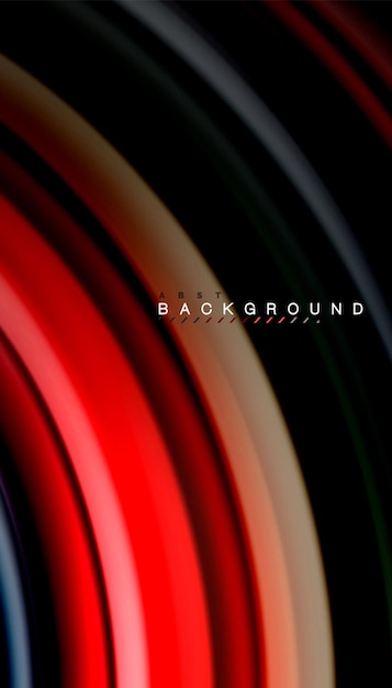 Líneas de onda abstractas de estilo arco iris fluido rayas de color en fondo negro Ilustración artística vectorial para presentación papel tapiz de aplicación banner o cartel