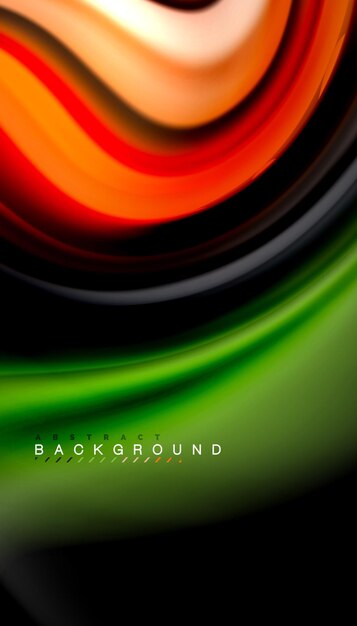 Líneas de onda abstractas de estilo arco iris fluido rayas de color en fondo negro Ilustración artística vectorial para presentación papel tapiz de aplicación banner o cartel