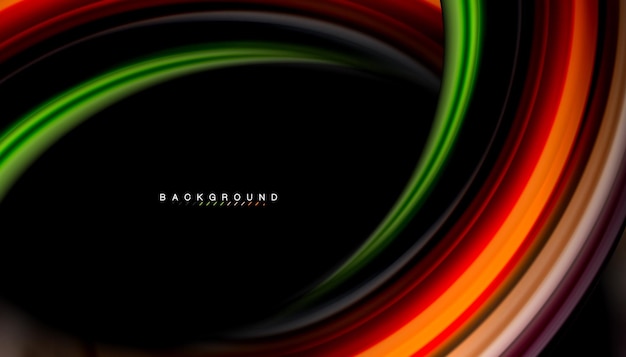 Líneas de onda abstractas de estilo arco iris fluido rayas de color en fondo negro Ilustración artística vectorial para presentación papel tapiz de aplicación banner o cartel
