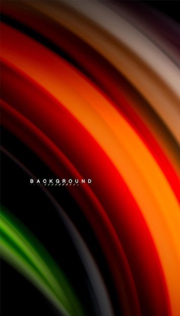 Líneas de onda abstractas de estilo arco iris fluido rayas de color en fondo negro Ilustración artística vectorial para presentación papel tapiz de aplicación banner o cartel