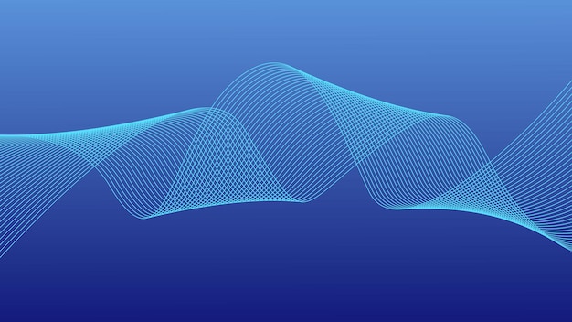 Líneas de onda brillantes abstractas en un fondo azul oscuro Líneas onduladas dinámicas modernas Tecnología futurista