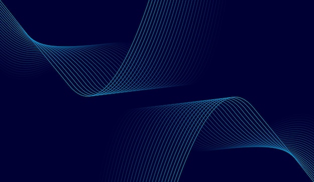 Líneas de onda brillantes abstractas en un fondo azul oscuro Línees de onda dinámicas modernas