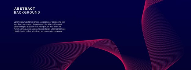 Líneas de onda brillantes abstractas en fondo azul oscuro Patrón de onda dinámico Líneas onduladas fluidas modernas Concepto de tecnología futurista Traje para portada de cartel de banner folleto sitio web