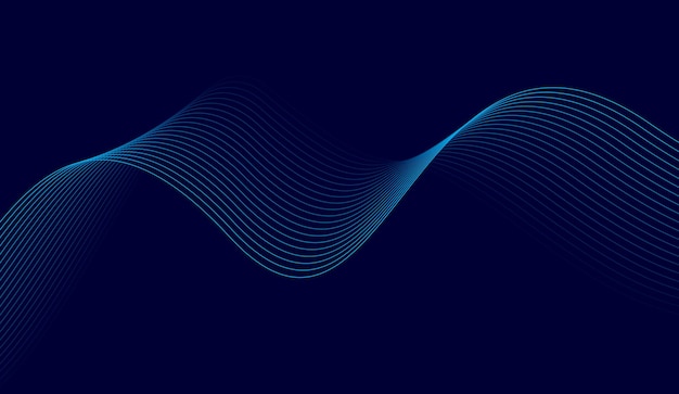 Líneas de onda brillantes abstractas en un fondo azul oscuro