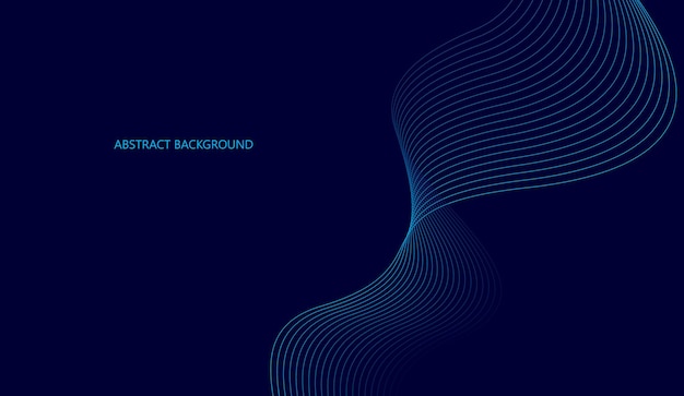 Líneas de onda brillantes abstractas en un fondo azul oscuro